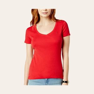 Tommy Hilfiger Essential Favorite V-Neck T-Shirt, Red